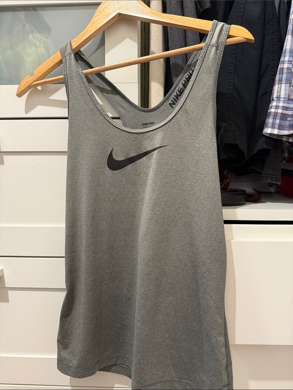 Nike Gray Racerback Training Tank with Black Swoosh